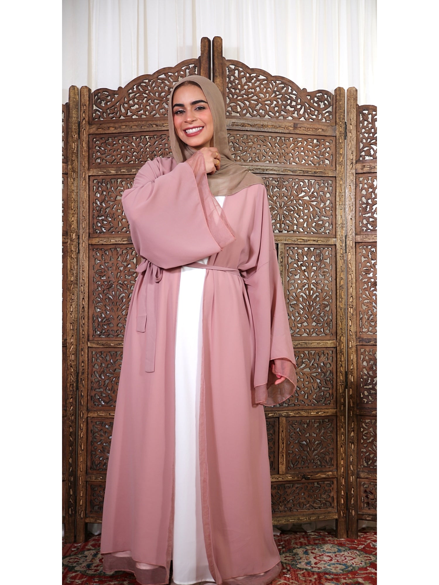 Amira Multilayered Abaya - Blush
