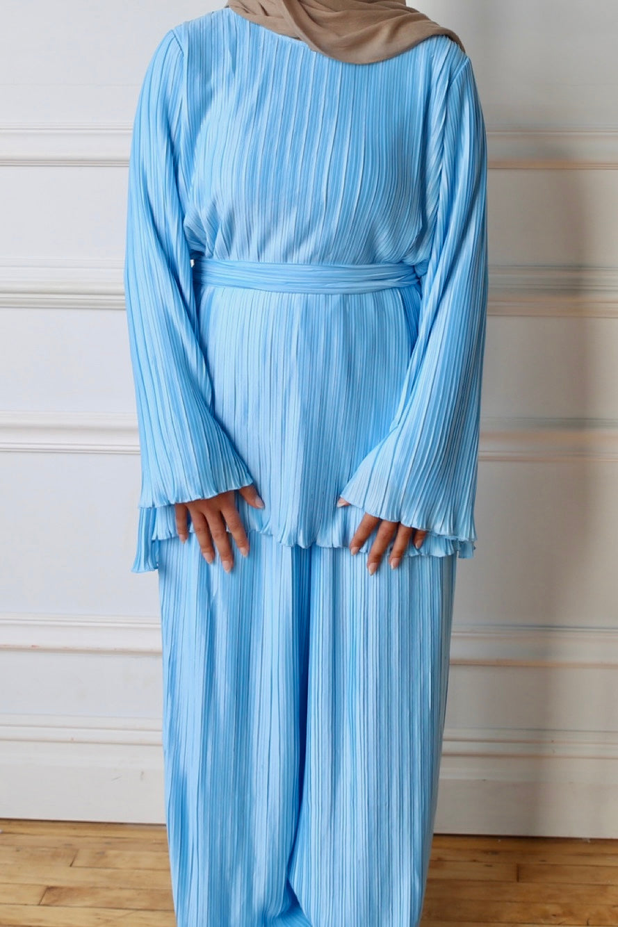 Raya Ribbed Set - Celestial Blue