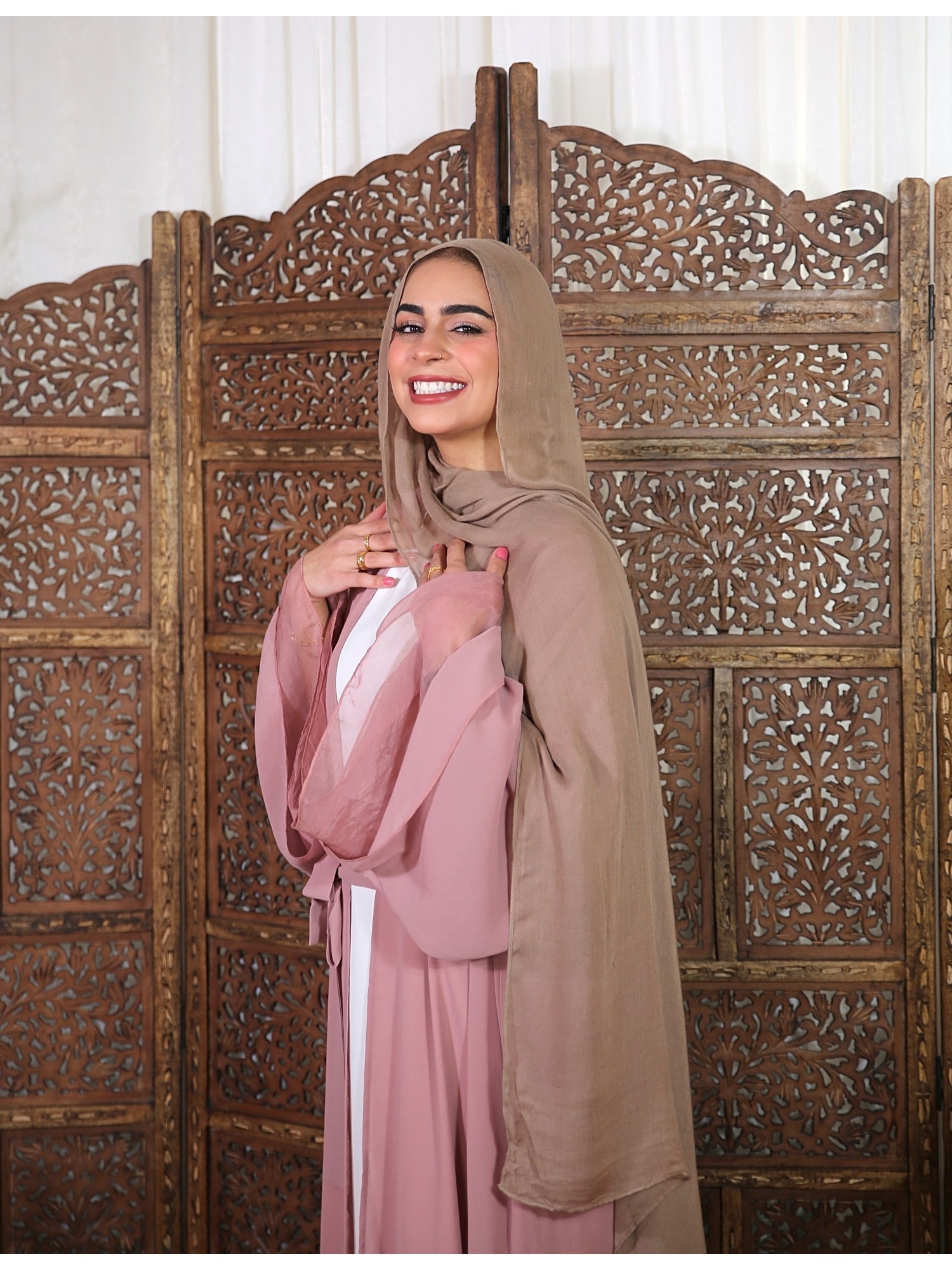 Amira Multilayered  Abaya - Blush