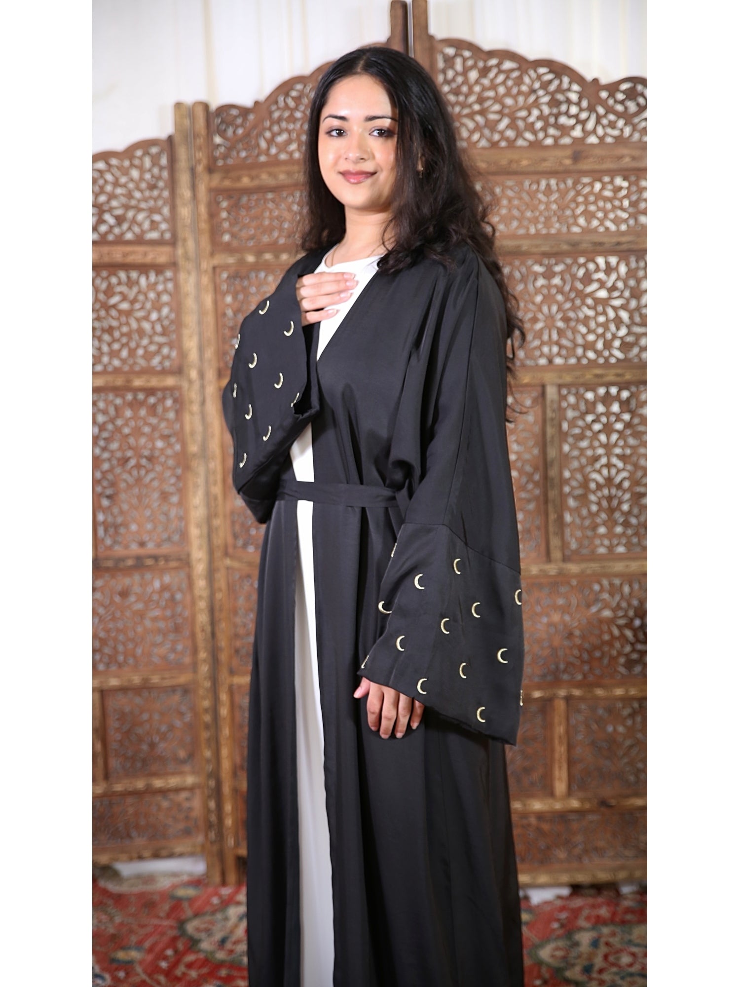 Qamar Abaya & Matching Hijab - Black